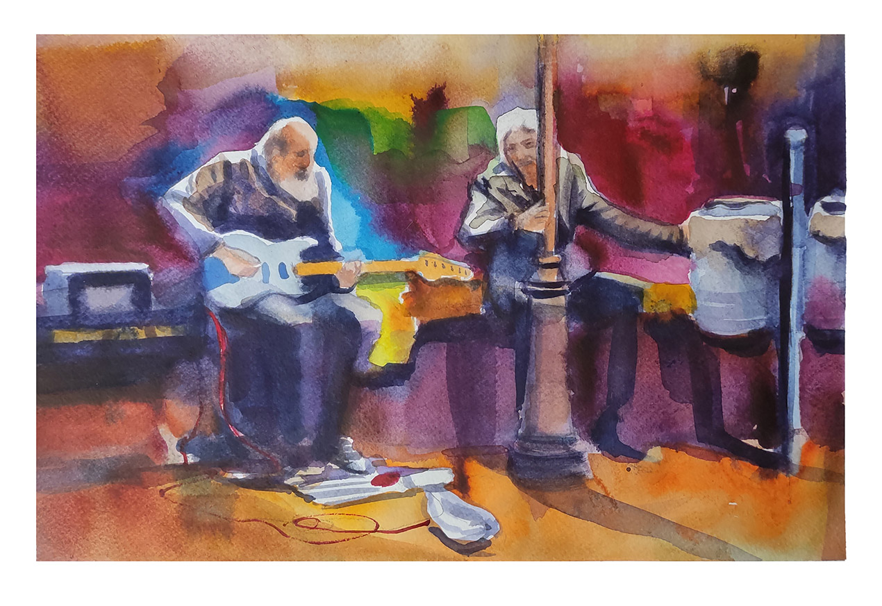 Musicians under the street lamp II